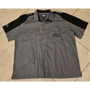 Harley Davidson Button Up Short Sleeve Grey And Black 3XL